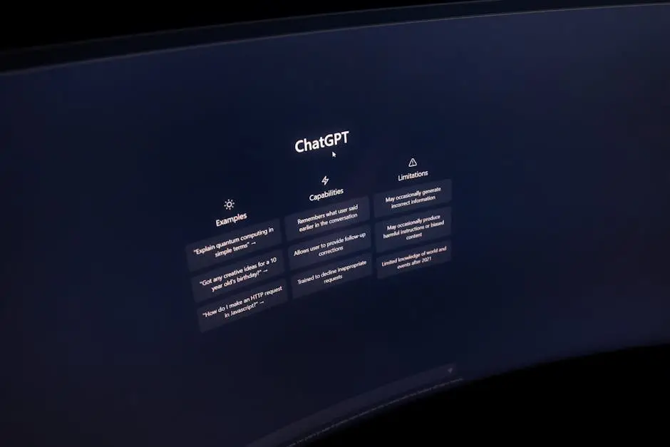 Close-up of a computer screen displaying ChatGPT interface in a dark setting.