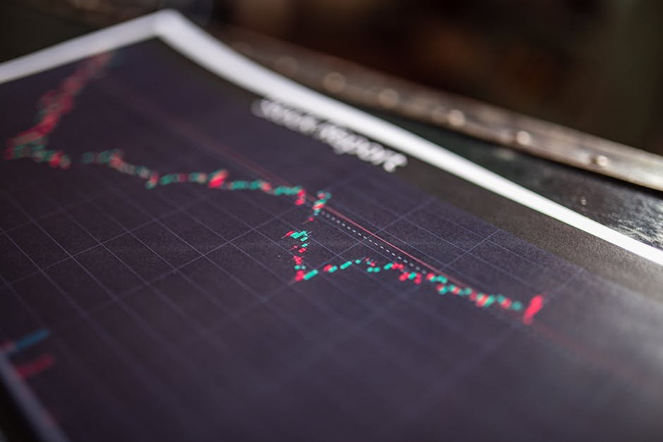 Close-up of a stock report showing a financial data graph.