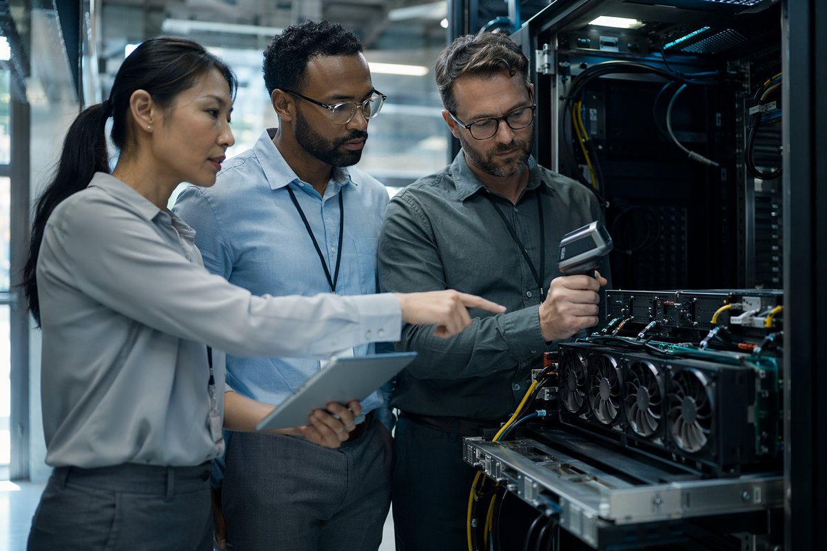 Operations leader reviewing AI automation chips and architecture planning on a dashboard screen