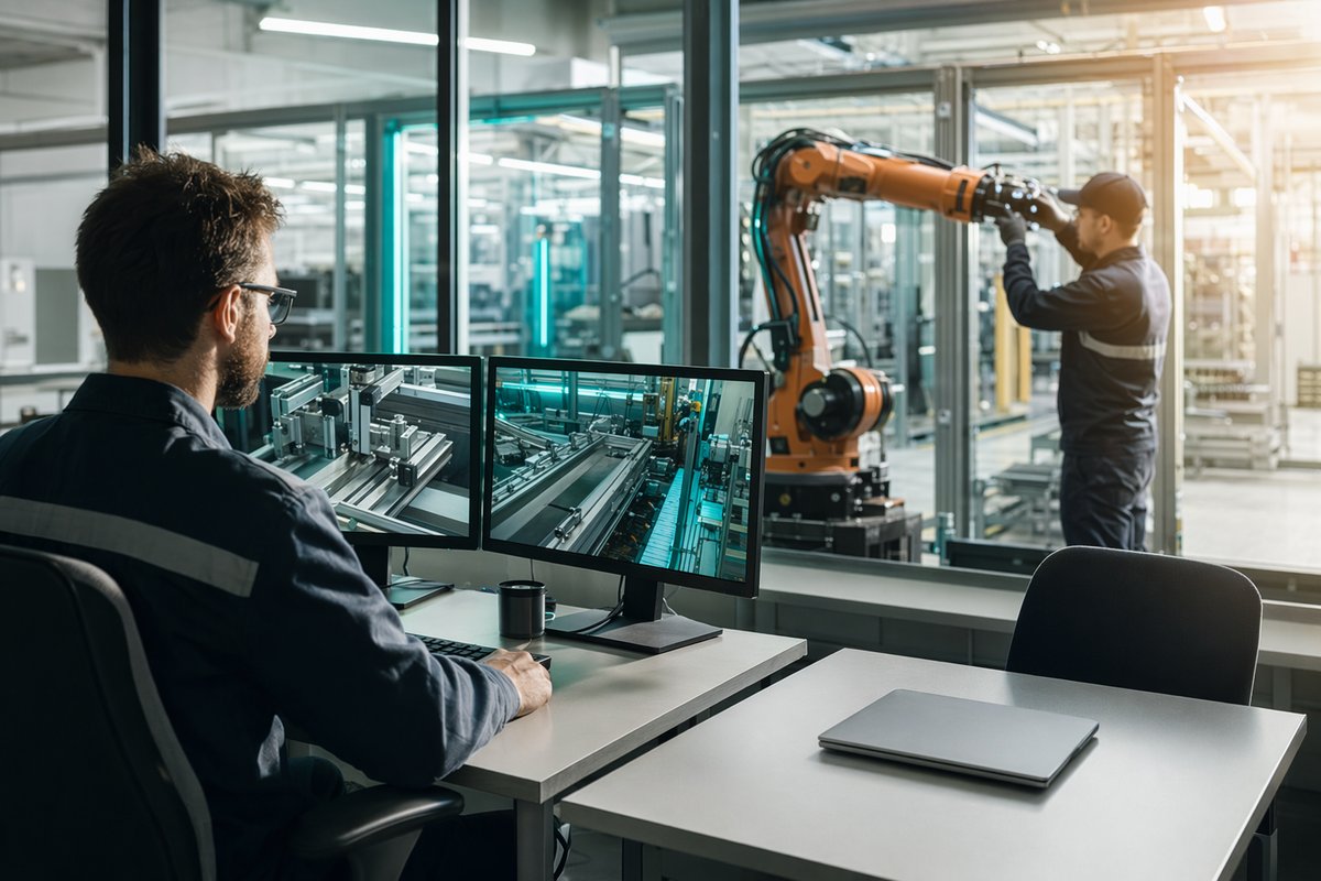 AI automation in manufacturing dashboard showing ROI metrics, cost savings, and staff time gains