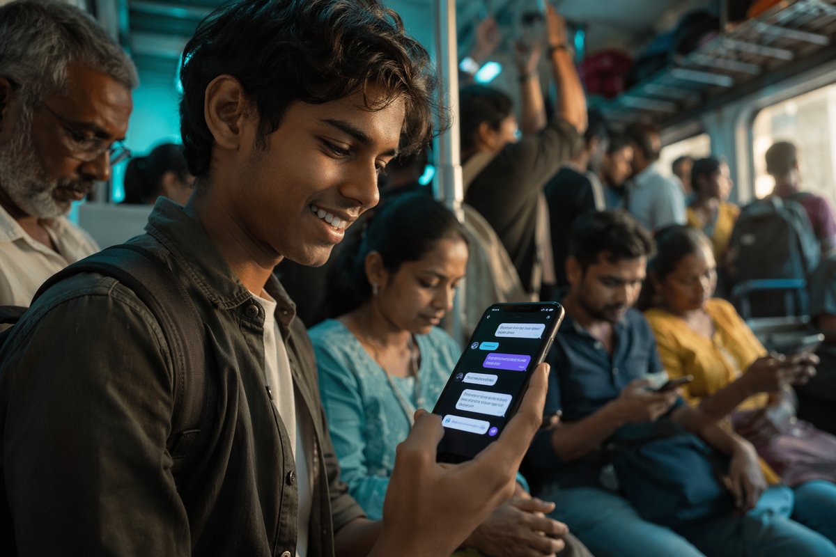 Smartphone showing regional AI chatbot integration for India's local language users