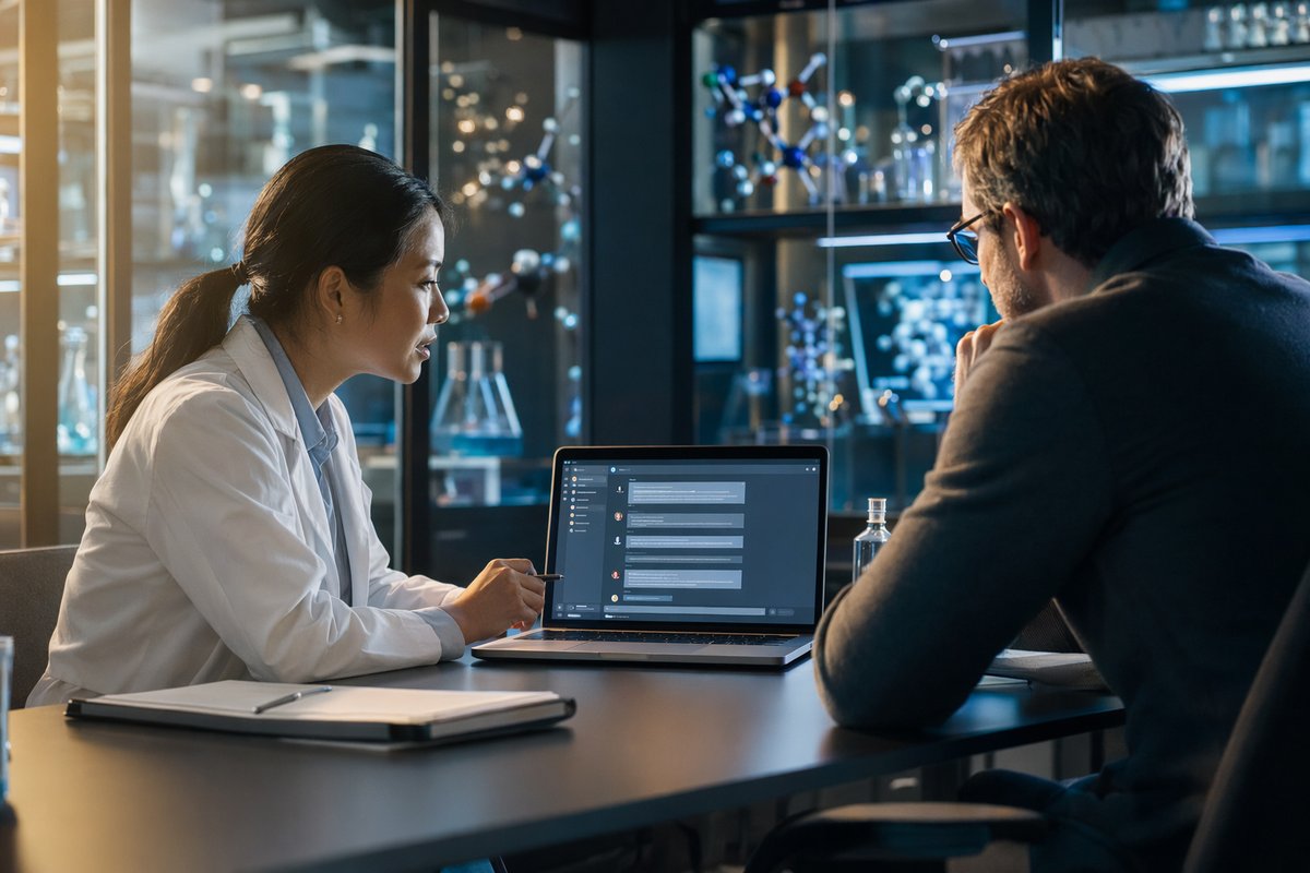 AI drug discovery models shown with SandboxAQ and Claude collaboration interface
