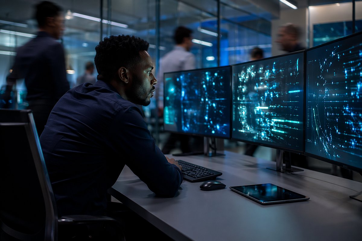 Business team monitors dashboard as AI security challenges outpace policy controls