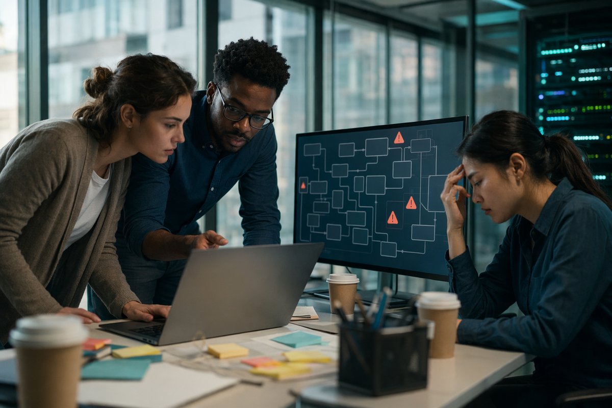 Diagram showing enterprise AI agent memory gaps causing repeated errors and workflow breakdowns