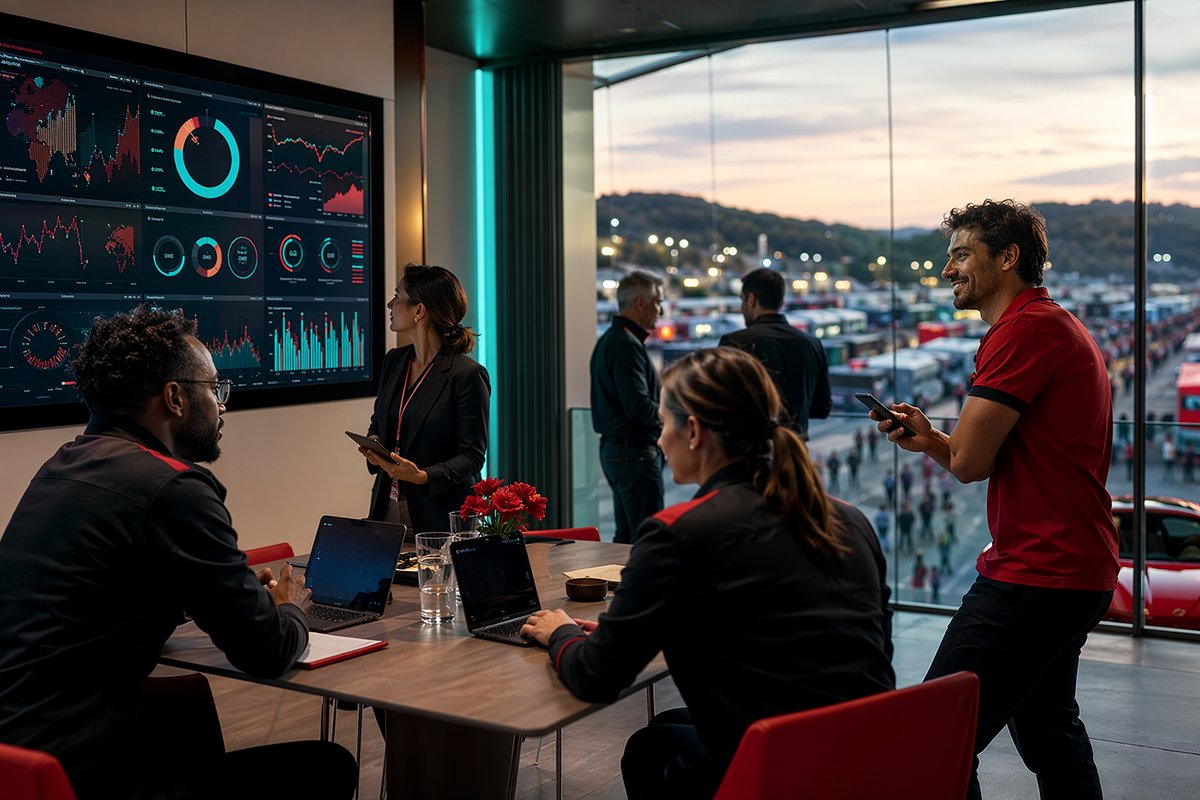 Ferrari Formula 1 car with IBM branding illustrating AI-driven F1 fan engagement