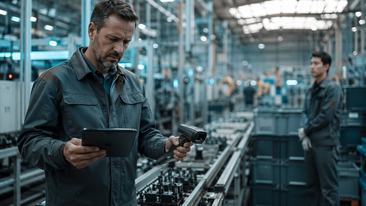 Manufacturing leader reviewing dashboard showing Liquid AI LFM2.5-8B-A1B model performance gaps
