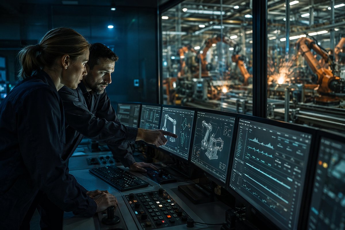 AI agent terminal access dashboard beside vector database icons for manufacturing automation