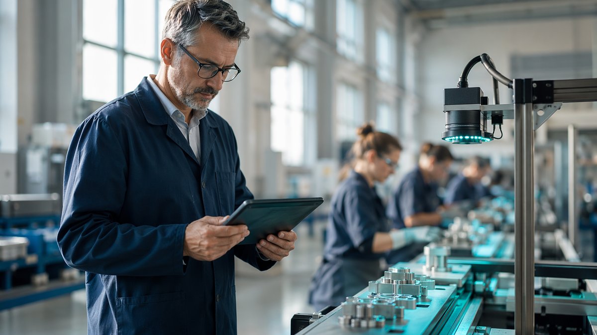 Manufacturing leaders review AI adoption trends against factory floor operations and quality metrics