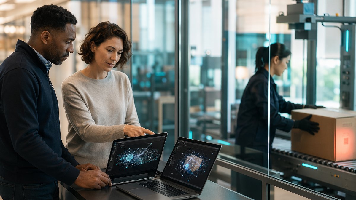 Business team reviewing charts showing AI automation risk guardrails improve ROI