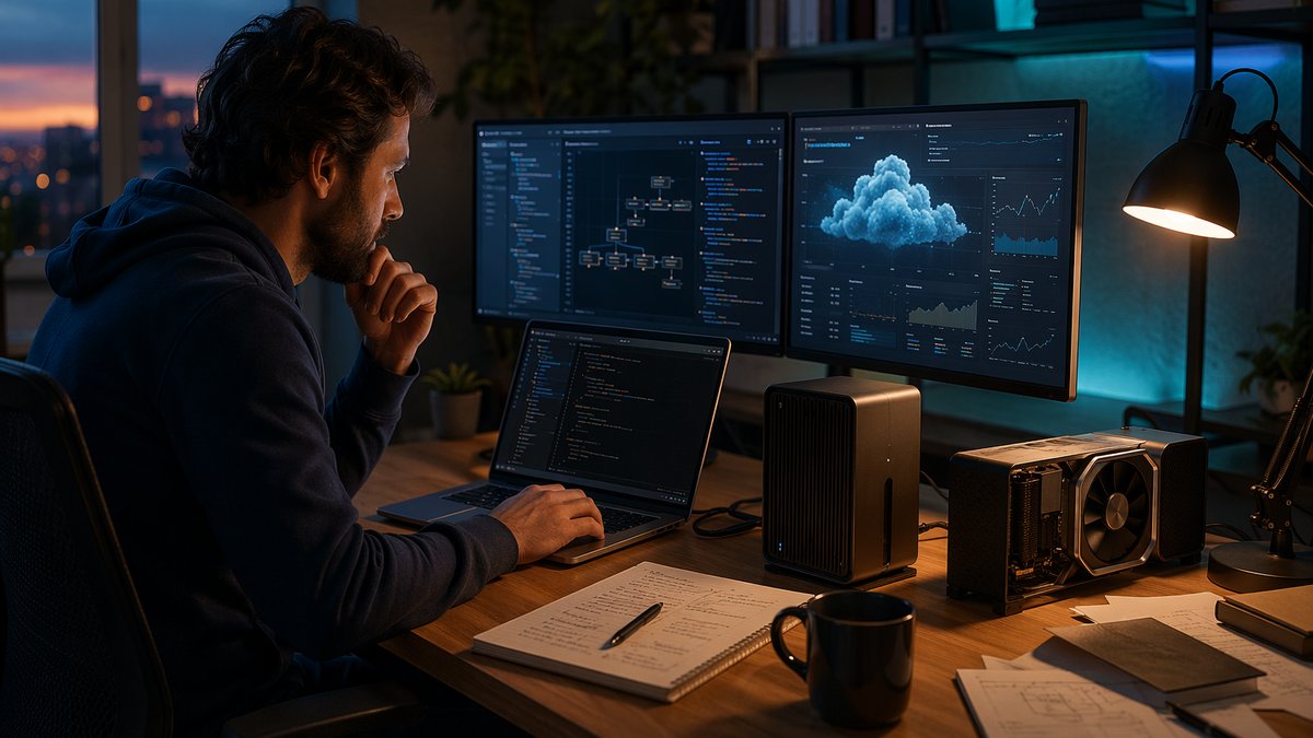 AI coding at home on a laptop with budget-friendly tools and app options