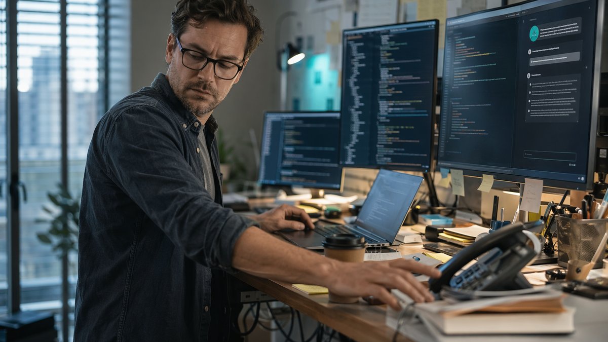 Executive and quality manager juggling tabs, breaking AI flow state for coding