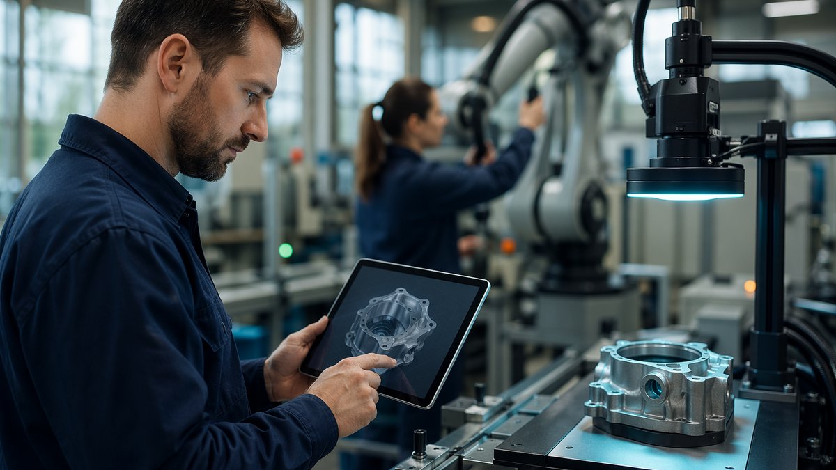 Manufacturing dashboard showing Apple AI architecture improving ROI in operations and quality controls