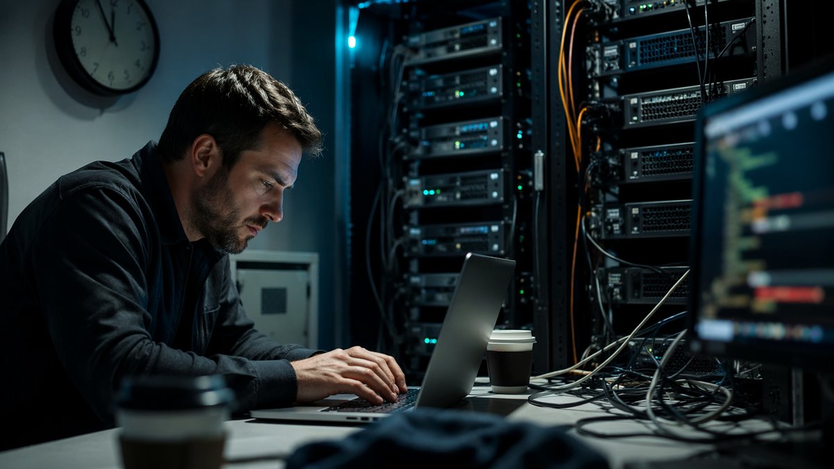 Operations leader reviewing a dashboard of manual container updates on an AI dev platform homelab
