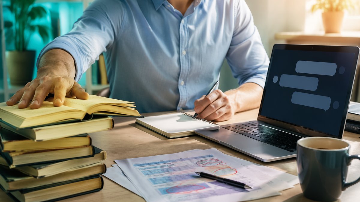 Side-by-side comparison chart of AI replacing self-help books for business results