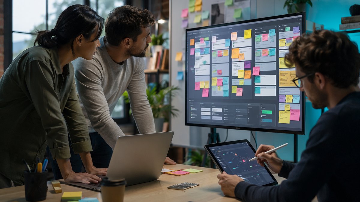 AI project management platform showing human and AI team members struggling with disconnected task boards