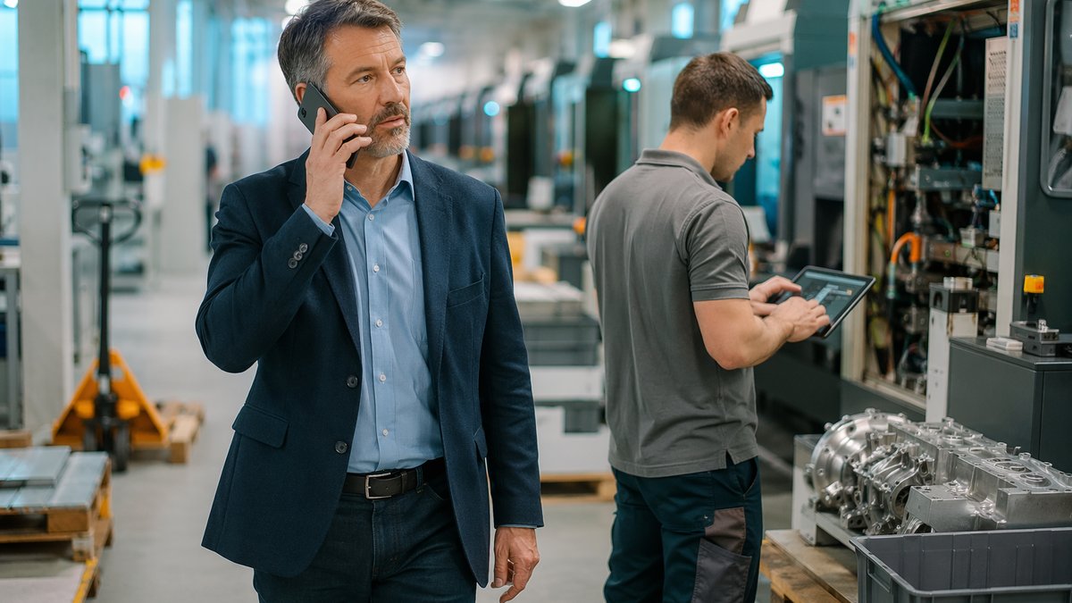 Siri AI for manufacturing dashboard showing cost savings, task automation, and production metrics