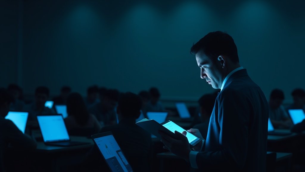 A group of students and professors discussing the AI cheating scandal at Brown University in a classroom setting
