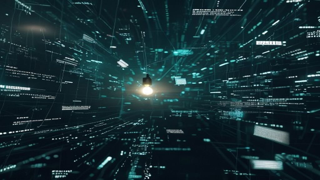 A developer examines code with concern as an AI tool displays conflicting suggestions in a dark workspace