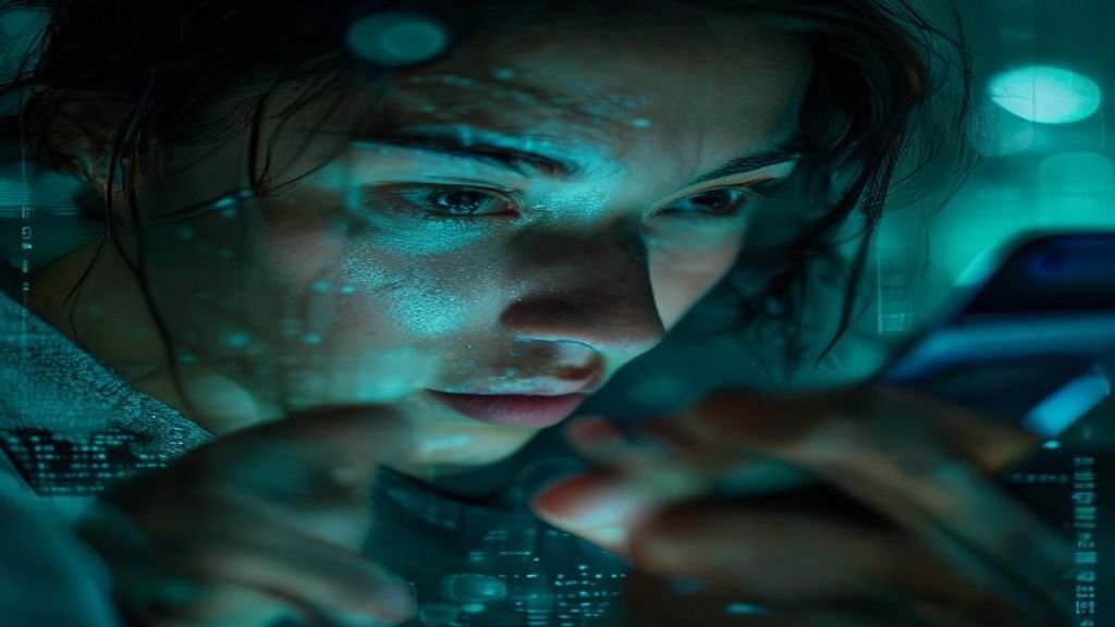 A smartphone screen displays Samsung Health AI Data Policy Sparks Privacy Concerns with a split image showing a user concerned and a data flow diagram