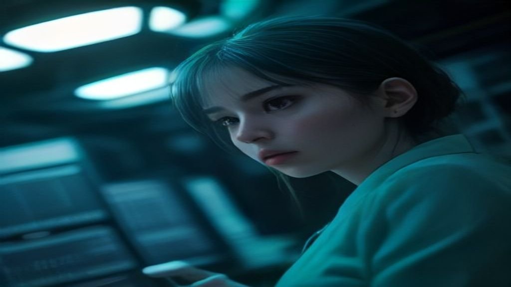 A factory executive inspects glowing digital screens showing AI leadership blind spots in operations
