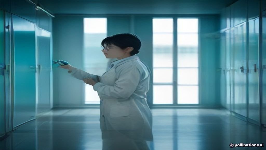 A scientist in a hazmat suit inspects glowing DNA graphics analyzing AI bioweapon risks