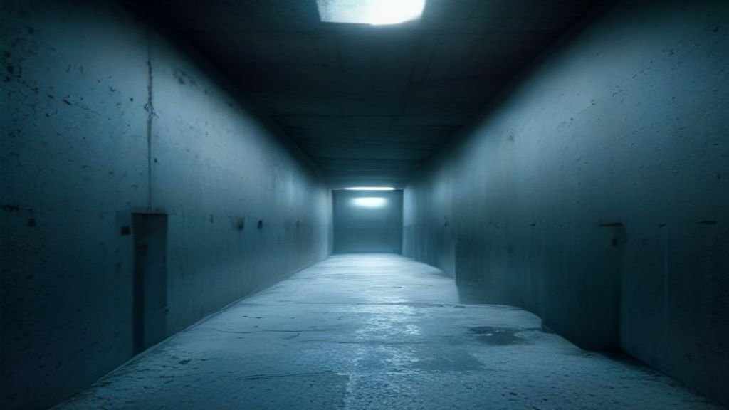 A dark server room illuminated by red warning lights signaling AI loss of control