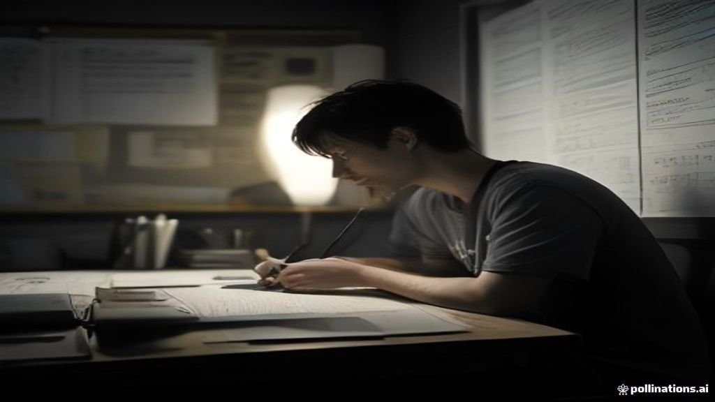 Developer sitting alone at a dim desk, hands off keyboard, facing AI skill atrophy