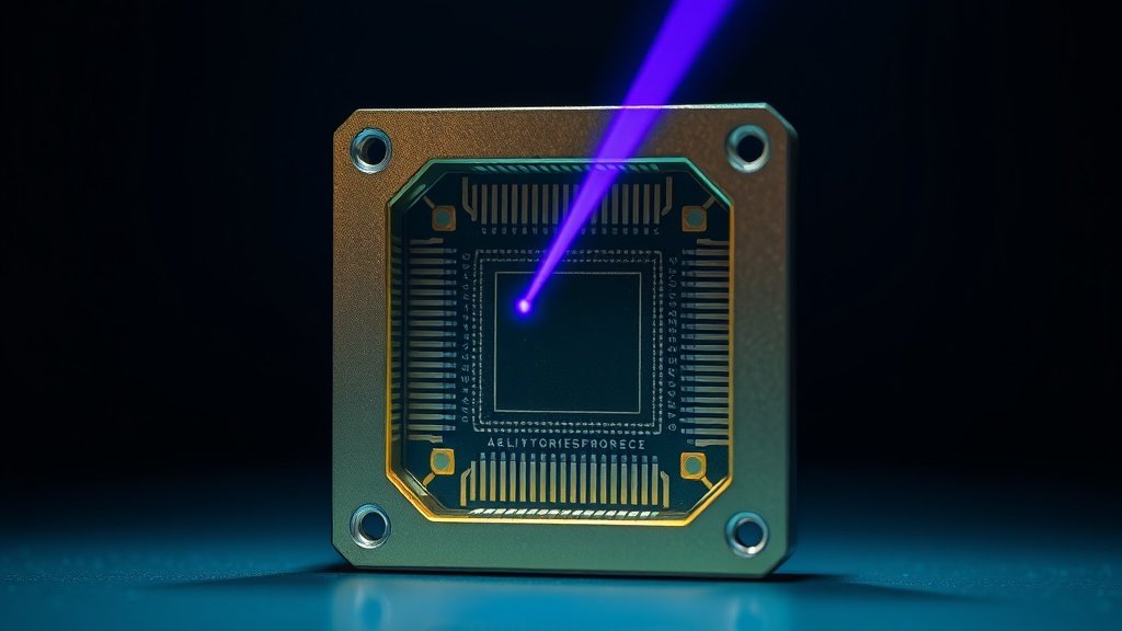 Glowing code running through CPU and GPU hardware during AI code verification