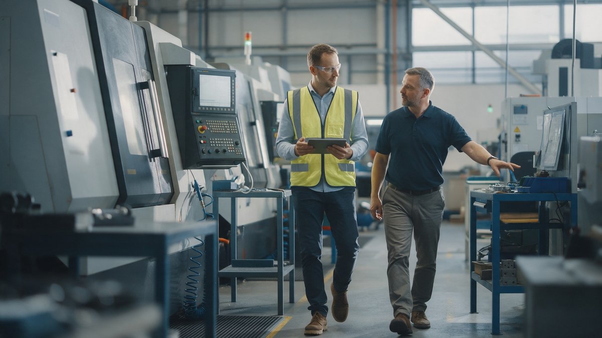 Manufacturing quality engineer reviews deviation reports on a laptop running local AI models