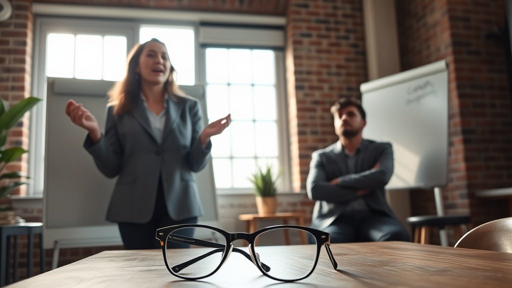Smart glasses on a desk beside a blank screen illustrating AI vendor lock-in risk