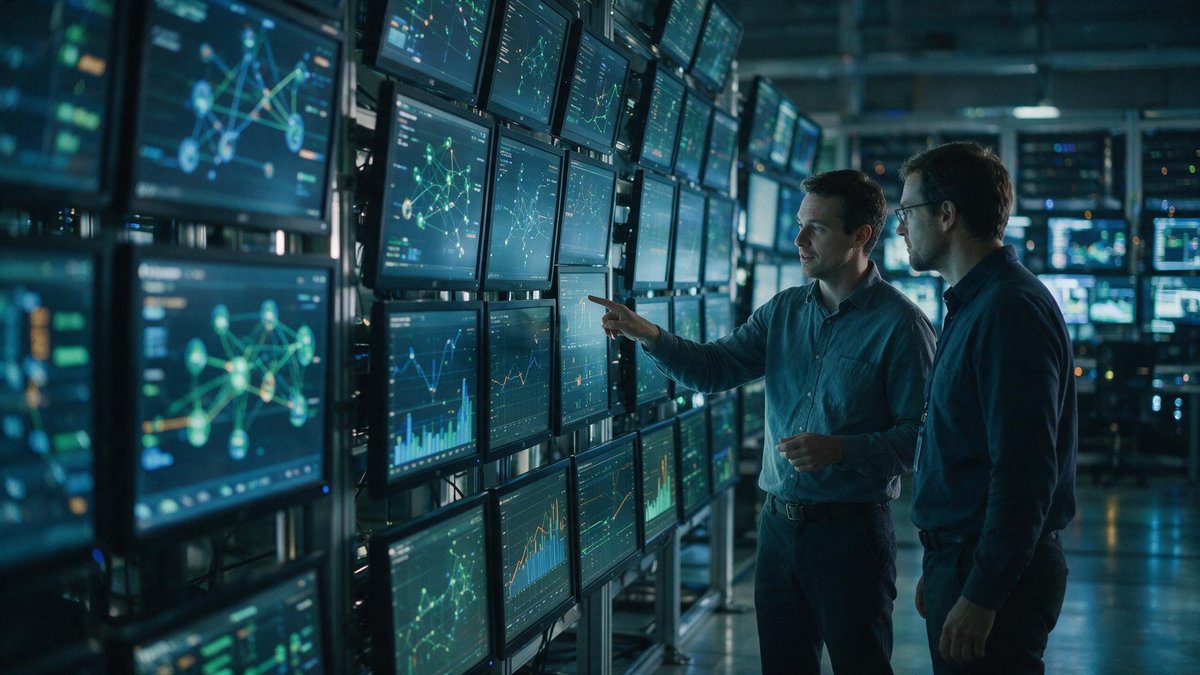 Glowing blue server blocks sliding into a digital architecture frame featuring swappable AI models