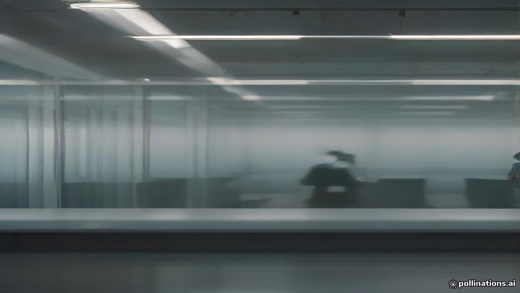 Factory manager at a desk reviewing AI writing drafts beside stacks of printed compliance reports