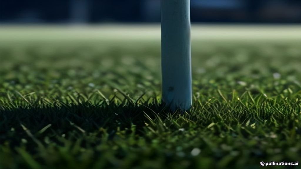 Football goalposts sliding across a chart of decade-old AI predictions, showing shifting AI goalposts